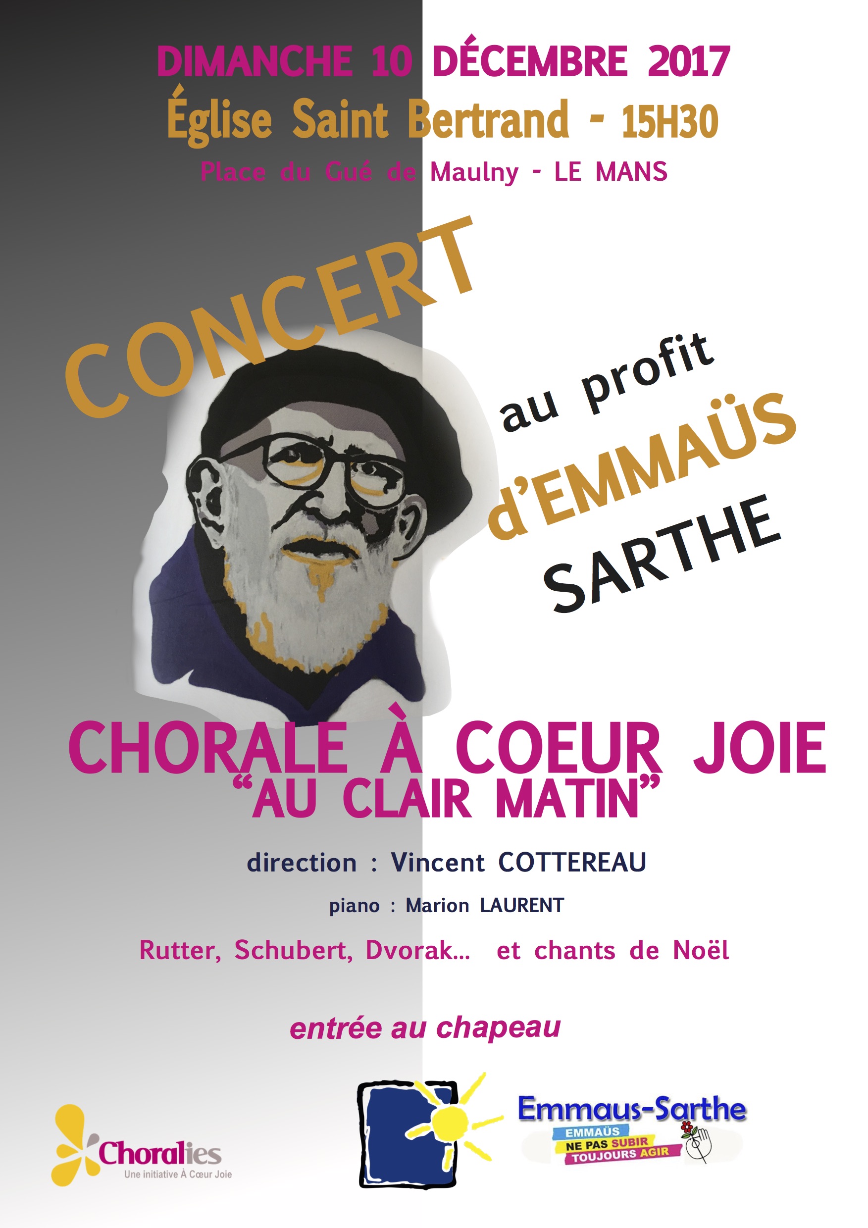 Affiche du concert au profit d'Emmaüs