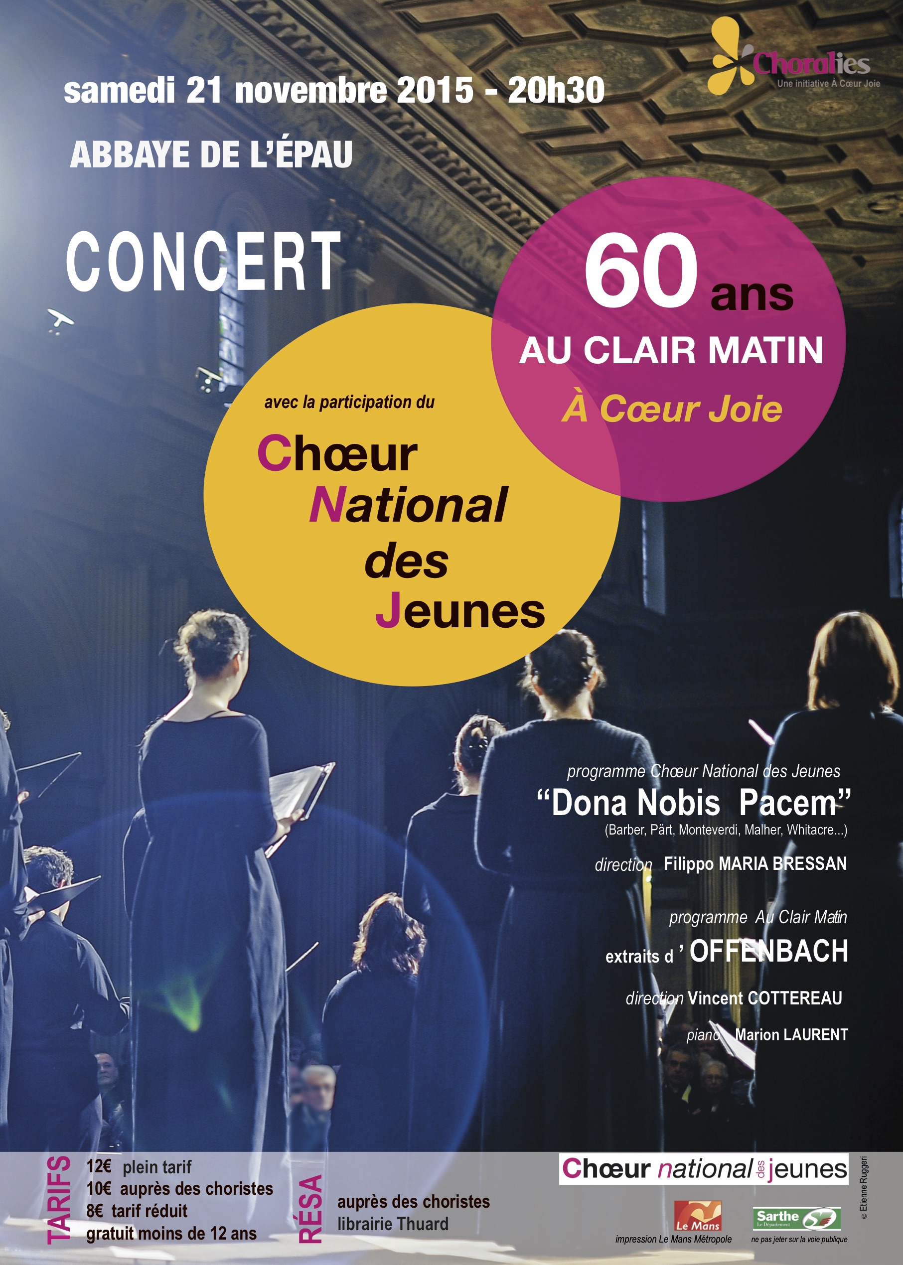 Affiche du concert du 21 novembre 2015 au Mans