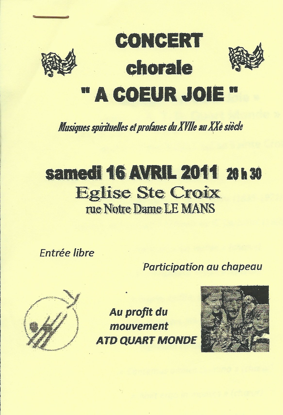 Affiche du concert d'avril 2011