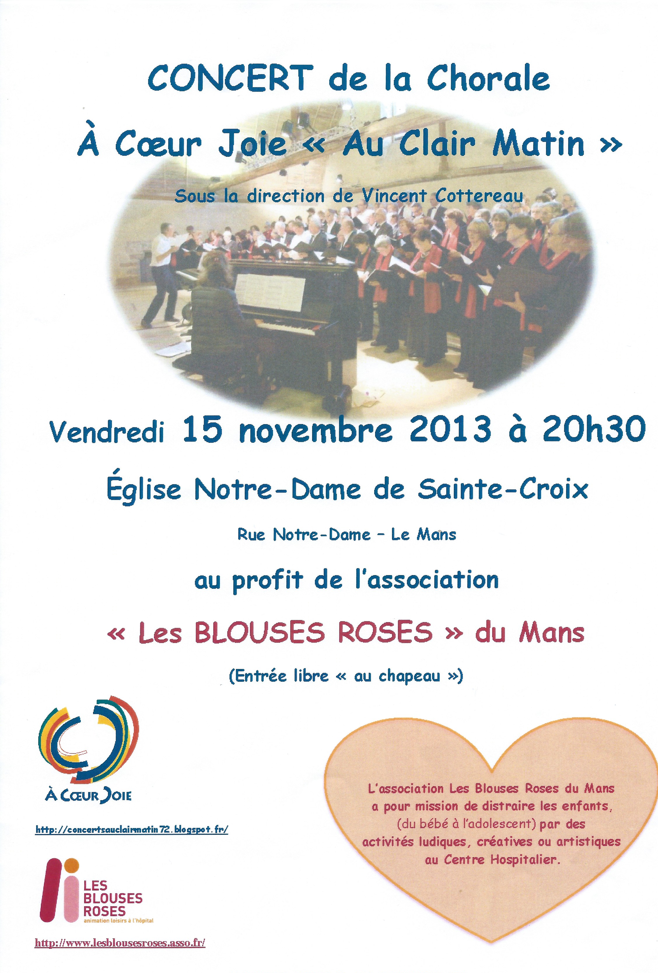 Affiche du concert au profit des Blouses Roses en 2013