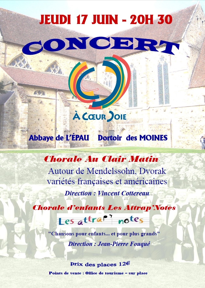 Affiche du concert de juin 2010 à l'abbaye de l'Épau