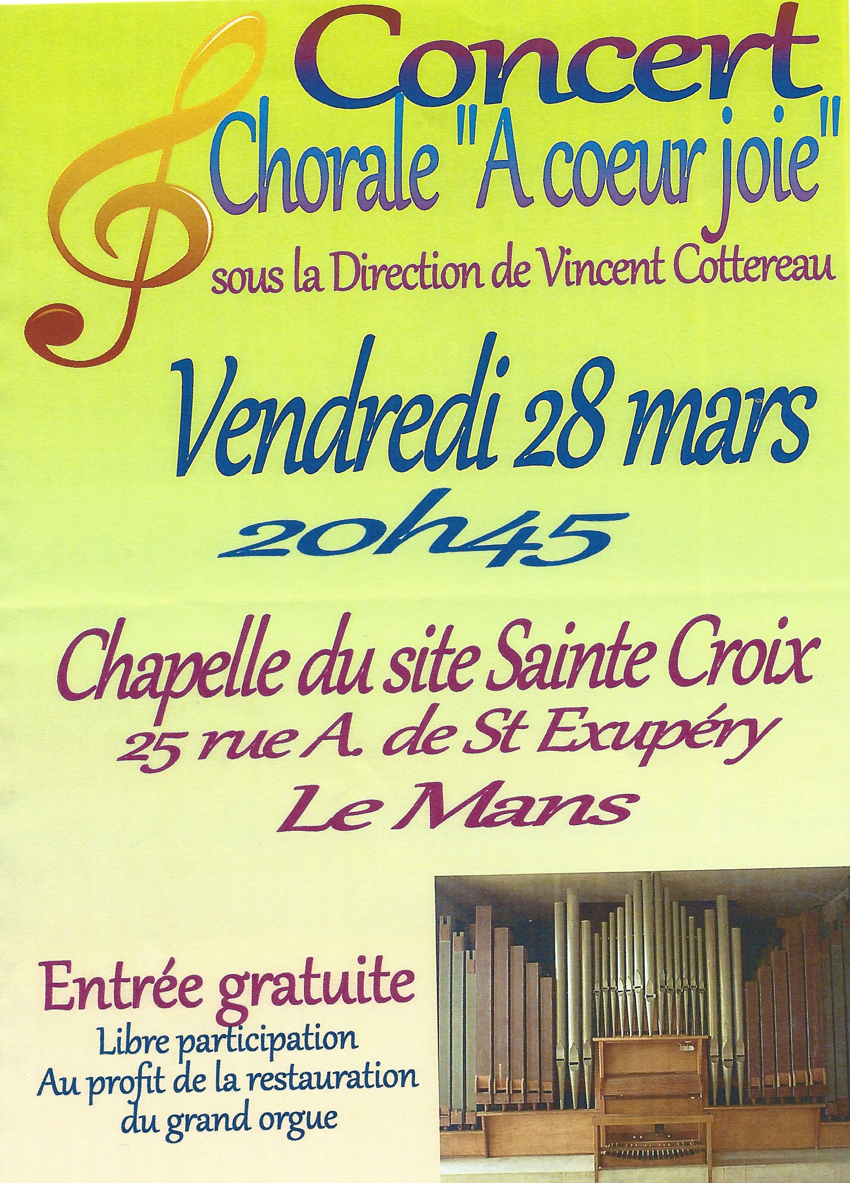 Affiche du concert à Sainte-Croix en 2014