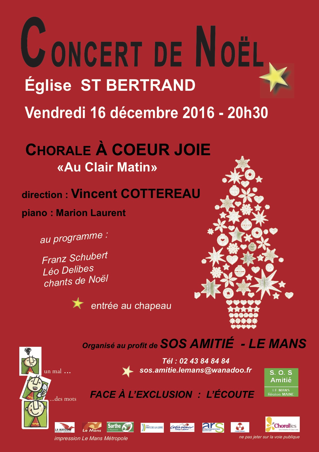 Affiche du concert 2016 au profit de SOS Amitié