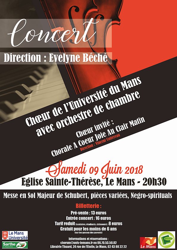 Affiche du concert de 2018 avec le chœur de l'université