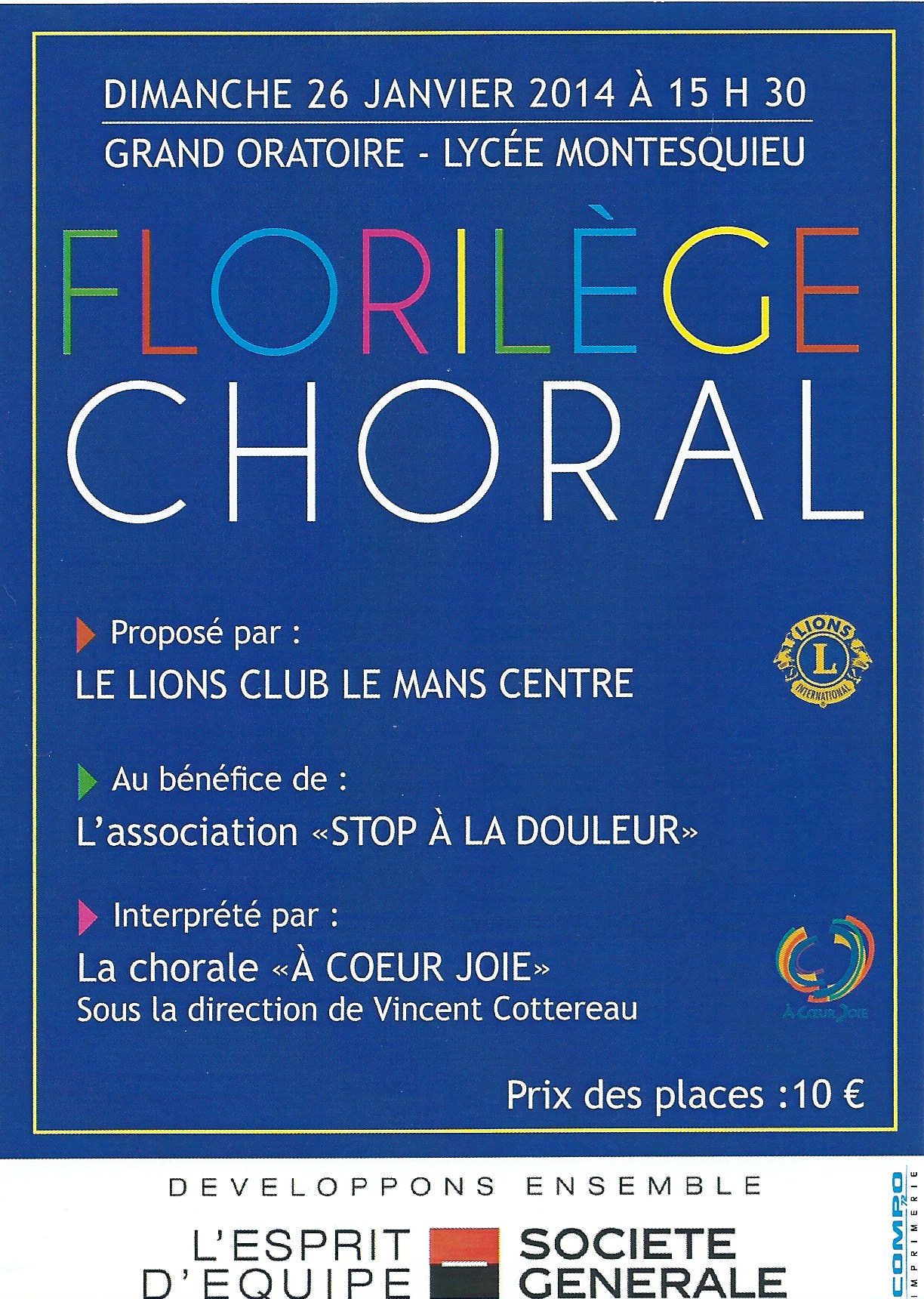 Affiche du concert à l'Oratoire en 2014