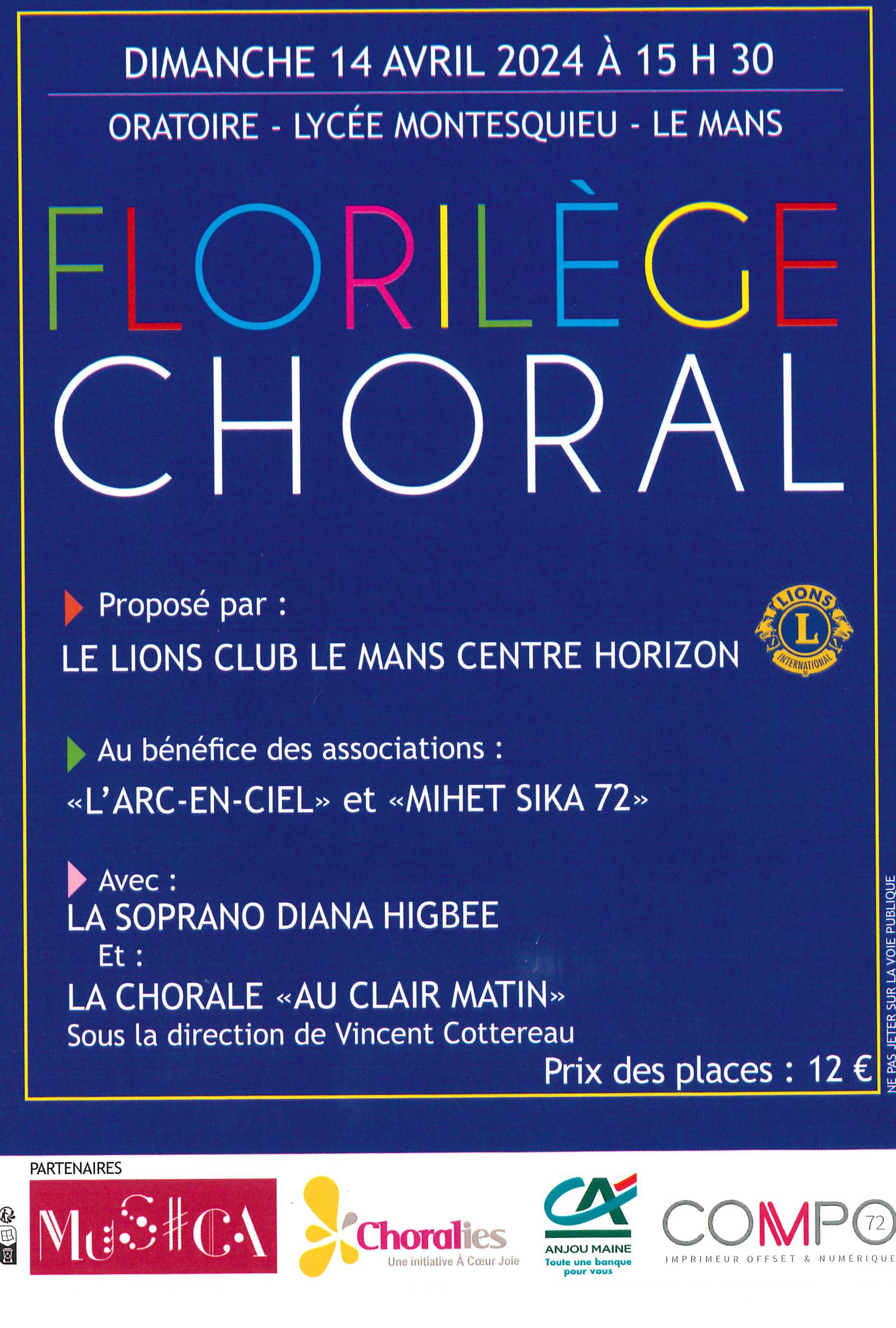 Affiche du concert 2024 au profit du Lions Club