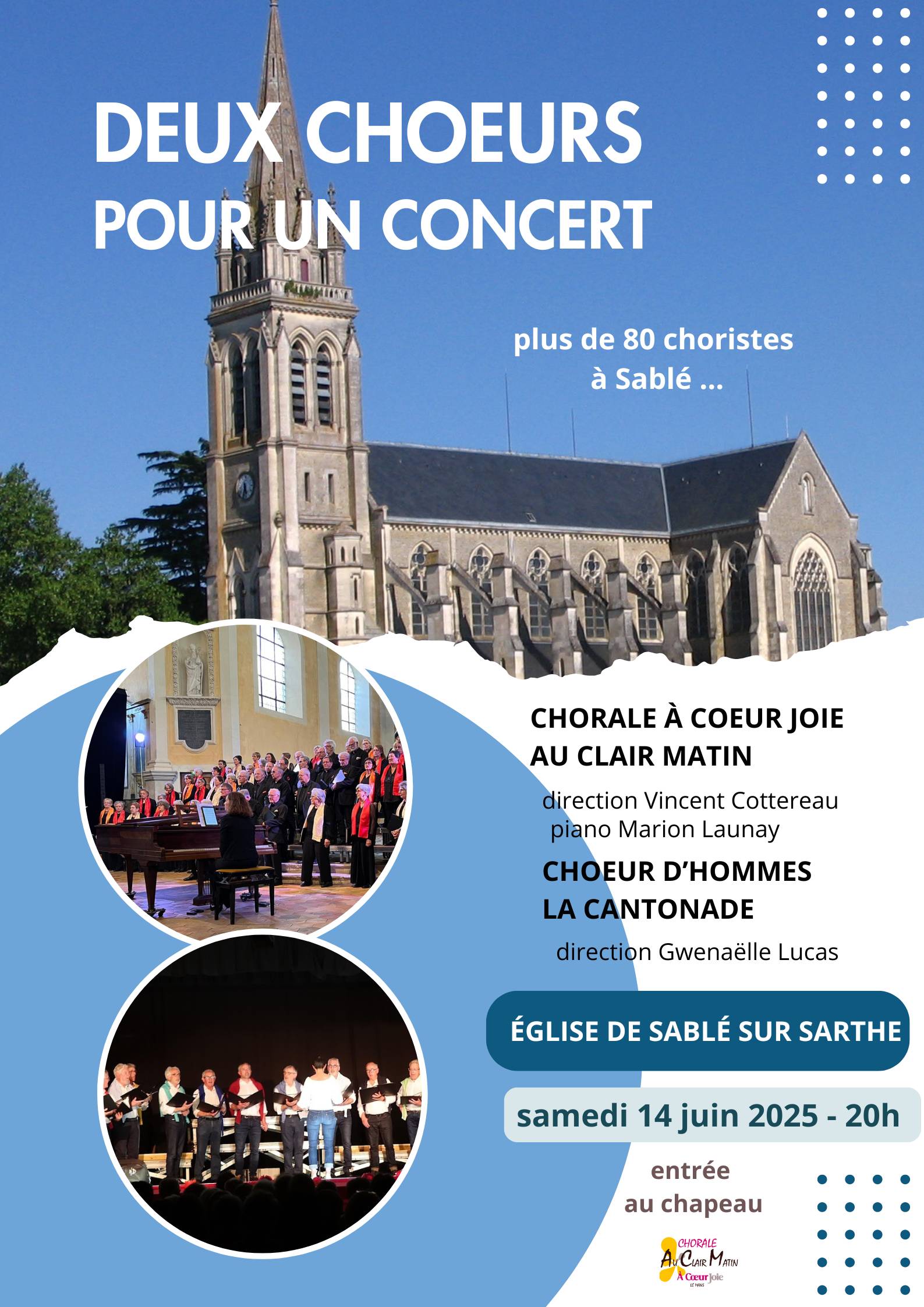 Affiche du concert « Deux chœurs pour un concert » du 14 juin 2025 à 20 h